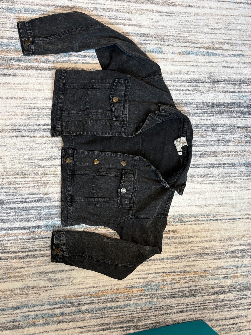Sadie & Sage Black Denim Jacket with Button Front